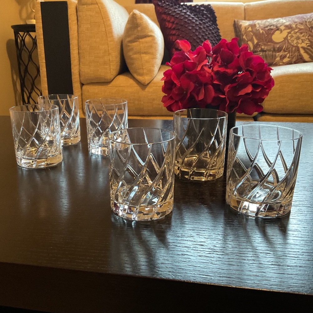 MIKASA OLYMPUS Double Old Fashion Crystal Glasses. Set of 6